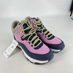 Roxy Pinnacle Sneaker Ankle Shoes Size 8 Light Pink & Navy Blue Color Lace Up